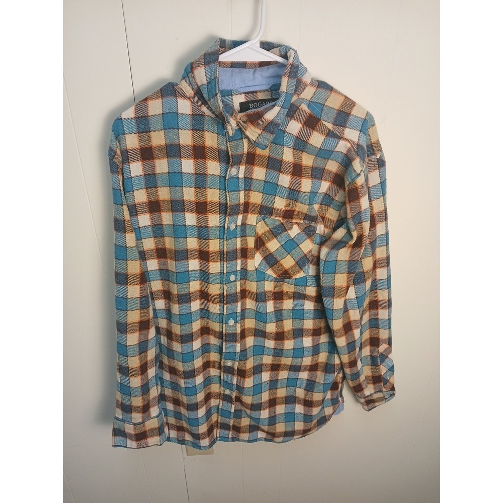 Bogari Size Large Long Sleeve Button Front Flannel‎ Plaid Shirt